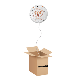 HeliumKing Balónový box - Happy Birthday bielo/ružový 30