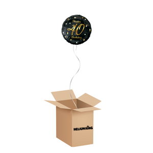 HeliumKing Balónový box - Happy Birthday čierno/zlatý 40