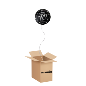 HeliumKing Balónový box - Happy Birthday čierno/strieborný 40