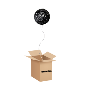 HeliumKing Balónový box - Happy Birthday čierno/strieborný 50