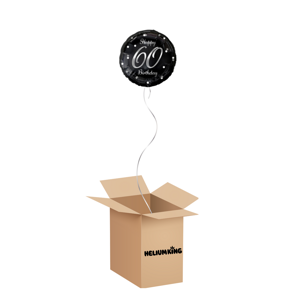 HeliumKing Balónový box - Happy Birthday čierno/strieborný 60