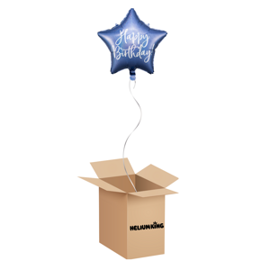 HeliumKing Balónový box - Happy Birthday kráľovská modrá 40 cm