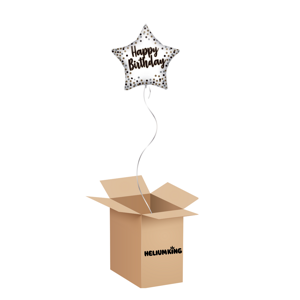 HeliumKing Balónový box -  Hviezda Happy Birthday biely 46 cm