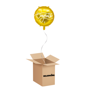 HeliumKing Balónový box -  Gratulujem/Congrats - zlatý