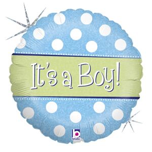 BALÓNIK fóliový Boy modrý s bodkami 46cm