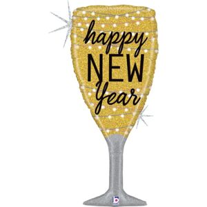 BALÓNIK fóliový HNY zlatá šampuska