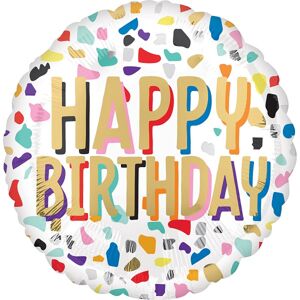 BALÓNIK fóliový Happy Birthday Farebné konfety
