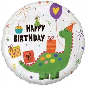 Balónik fóliový Happy Birthday Dino 45 cm