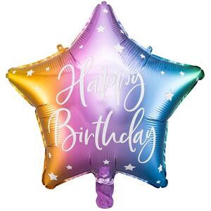BALÓNIK fóliový Hviezda dúhová Happy Birthday 45cm