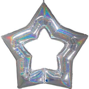 Balónik fóliový Hviezda strieborná Glitrová 48 "122cm