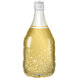 Balónik fóliový Fľaša sektu so zlatými bublinkami