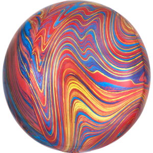 Balónik fóliový Marblez guľa farebná červená 40 cm