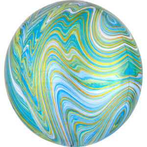 Balónik fóliový Marblez guľa farebná zeleno-modrá 40 cm