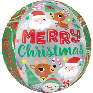 BALÓNIK fóliový ORBZ Guľa Merry Christmas mramorová 38x40cm