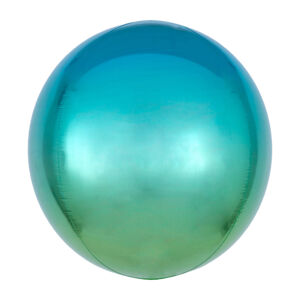 Balónik fóliový OBRZ guľa Ombré modro-zelená 40 cm