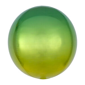 Balónik fóliový OBRZ guľa Ombré žlto-zelená 40 cm