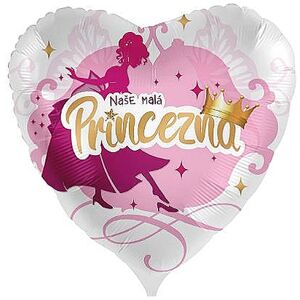 Balónik fóliový Srdce s českým nápisom Naše malá Princezna 43 cm