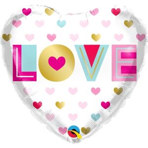 BALÓNIK fóliový Srdce metalické LOVE 46cm
