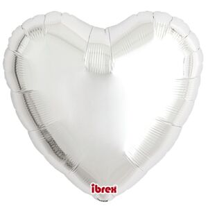 BALÓNIK fóliový Srdce metalické strieborné 46cm 5ks