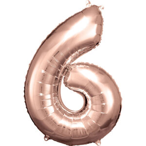 Balónik fóliový číslica 6 ružové zlato 55 x 88 cm