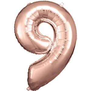 Balónik fóliový číslica 9 ružové zlato 63 x 86 cm