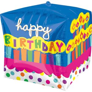 Balónik fóliový Kocka Happy Birthday Sviečky 38 cm