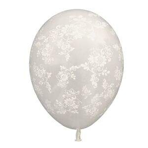 Balónik latexový biely a biely ornament 1 ks