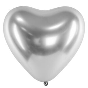 Balónik latexový Srdce Glossy lesklé strieborné 30cm 50ks