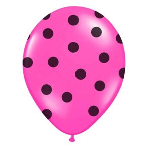 BALÓNKY 50ks magenta s černými puntíky 30cm