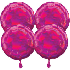 Balóniky fóliové Kruhy dúhové magenta 45 cm 4 ks