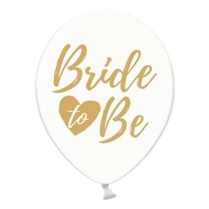 BALÓNIKY krištáľové biele so zlatým nápisom "Bride to be" 30cm 6ks