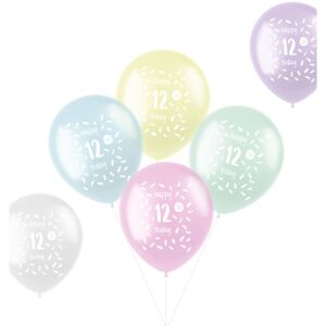Balóniky latexové 12. narodeniny pastelový mix 33 cm 6 ks