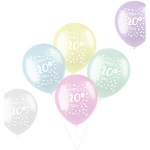Balóniky latexové 20. narodeniny pastelový mix 33 cm 6 ks
