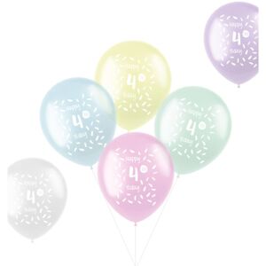 Balóniky latexové 4. narodeniny pastelový mix 33 cm 6 ks