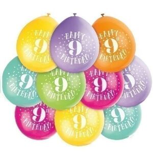 Balóniky latexové 9. narodeniny farebné 10 ks