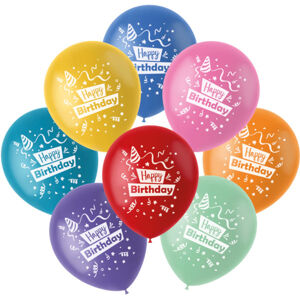 Balóniky latexové Color Pop Happy Birthday mix farieb 23 cm 8 ks