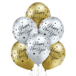 Balóniky latexové Happy New Year lesklé 6 ks