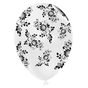 Balóniky latexové biele s čiernym dekorom 30 cm 100 ks