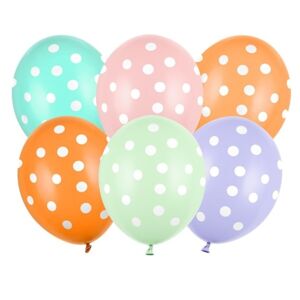 Balóniky bodky, mix farieb 30 cm 6 ks