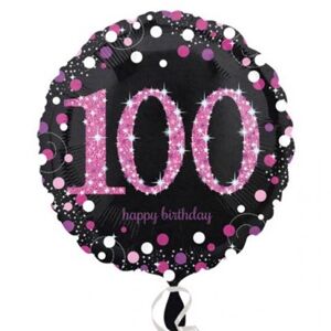 BALÓN FÓLIOVÝ Sparkling ružový "100" 43 cm