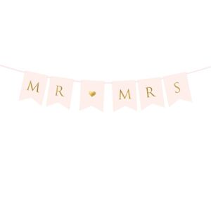 Banner Mr & Mrs světle růžový 85 cm