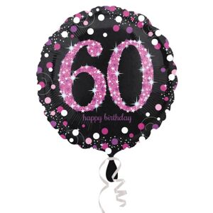Balónik fóliový  Sparkling pink narodeniny 60 čiernoružový 43 cm
