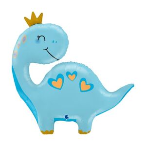 Balónik fóliový Dinosaurus s korunkou modrý 71 cm