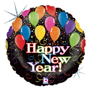 Balónik fóliový Happy NY metalický 1ks