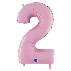Balónik fóliový číslo 2 pastelovo ružový 66 cm