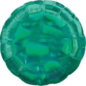 Balónik fóliový holografický kruh zelený 43 cm