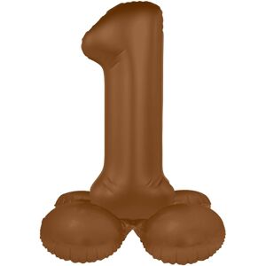 Balónik fóliový samostojaci číslo 1 Čokoládovo hnedá, matný 41 cm