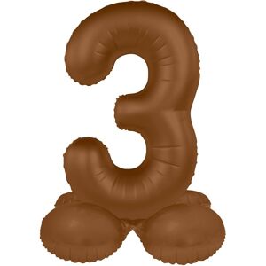 Balónik fóliový samostojaci číslo 3 Čokoládovo hnedá, matný 41 cm