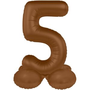 Balónik fóliový samostojaci číslo 5 Čokoládovo hnedá, matný 41 cm