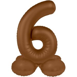 Balónik fóliový samostojaci číslo 6 Čokoládovo hnedá, matný 41 cm